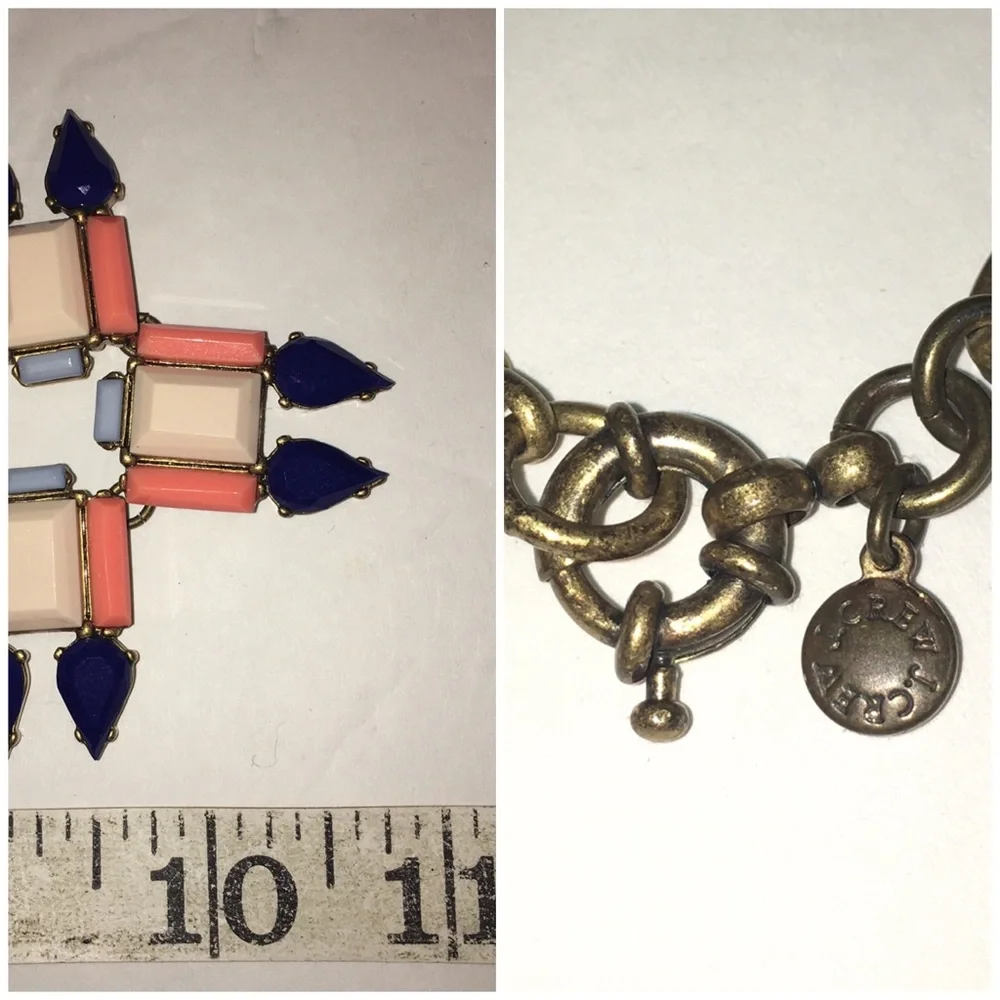 J Crew statement necklace blue & pink stones